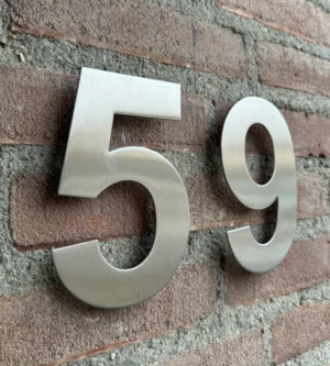 Número de casa de acero inoxidable 15 cm - número de casa plateado moderno - foto atmosférica4