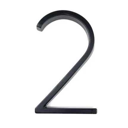 Número de casa moderno Hattem negro 12,5 cm de zinc, cifra 2