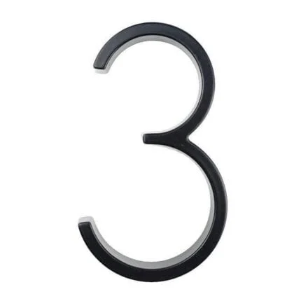 Número de casa moderno Hattem negro 12,5 cm de zinc, cifra 3