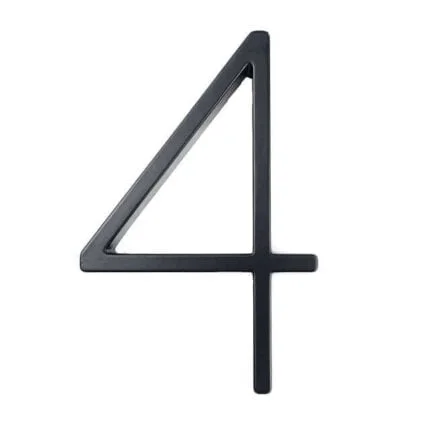 Número de casa moderno Hattem negro 12,5 cm de zinc, cifra 4
