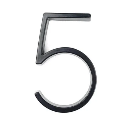 Número de casa moderno Hattem negro 12,5 cm de zinc, cifra 5