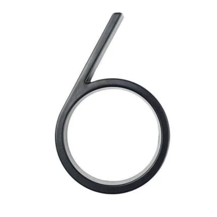 Número de casa moderno Hattem negro 12,5 cm de zinc, cifra 6