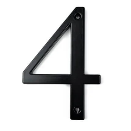 Número de casa clásico Merum negro 10 cm de zinc, cifra 4