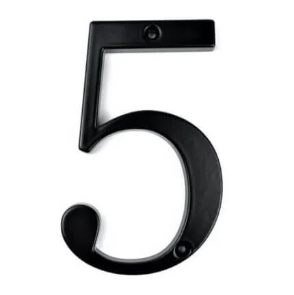 Número de casa clásico Merum negro 10 cm de zinc, cifra 5