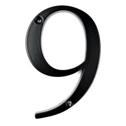 Número de casa clásico Merum negro 10 cm de zinc, cifra 9