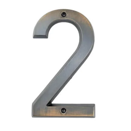 Número de casa clásico Wieler bronce 15 cm de zinc, cifra 2