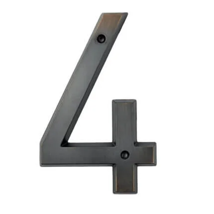 Número de casa clásico Wieler bronce 15 cm de zinc, cifra 4