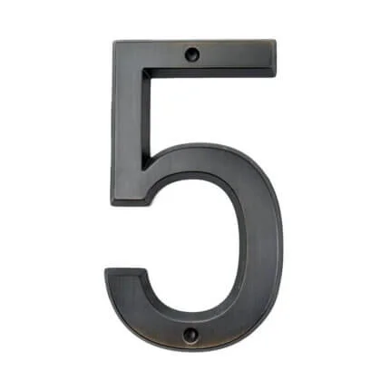 Número de casa clásico Wieler bronce 15 cm de zinc, cifra 5