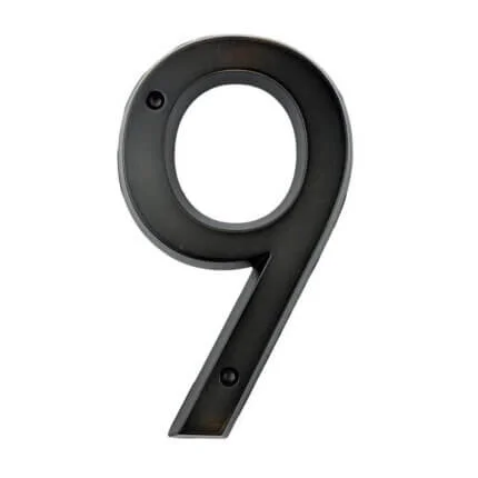 Número de casa clásico Wieler bronce 15 cm de zinc, cifra 9