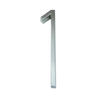 Número de casa moderno Hattem plateado 12,5 cm de zinc, cifra 1