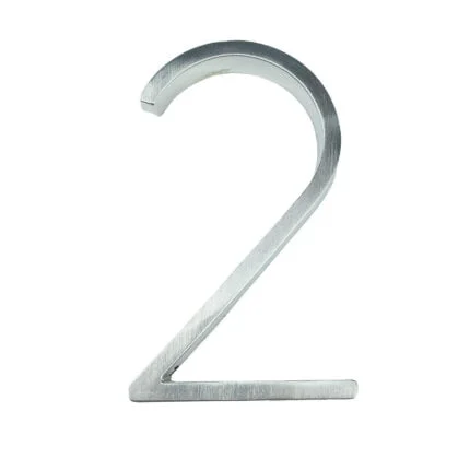 Número de casa moderno Hattem plateado 12,5 cm de zinc, cifra 2