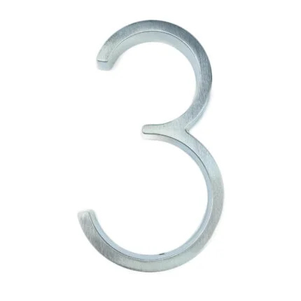 Número de casa moderno Hattem plateado 12,5 cm de zinc, cifra 3