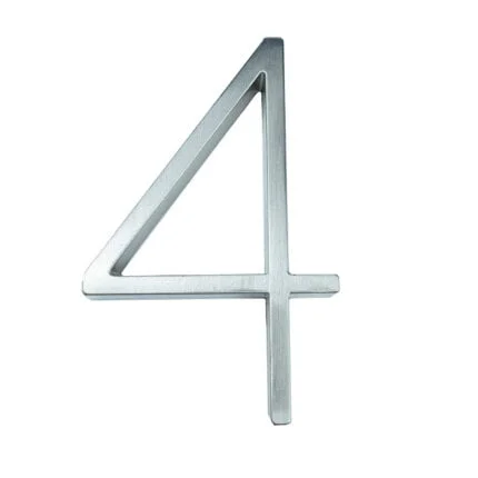 Número de casa moderno Hattem plateado 12,5 cm de zinc, cifra 4