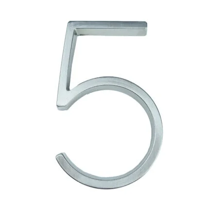 Número de casa moderno Hattem plateado 12,5 cm de zinc, cifra 5