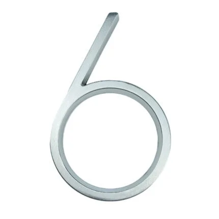 Número de casa moderno Hattem plateado 12,5 cm de zinc, cifra 6
