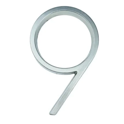 Número de casa moderno Hattem plateado 12,5 cm de zinc, cifra 9