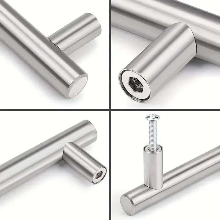 Handle round silver stainless steel - furniture handle - cupboard handle - door handle
