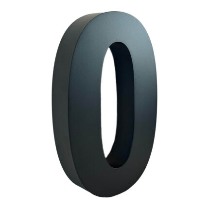 3D Husnummer sort 30 cm - med bogstaver - nummer 0