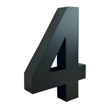 3D Husnummer sort 30 cm - med bogstaver - nummer 4