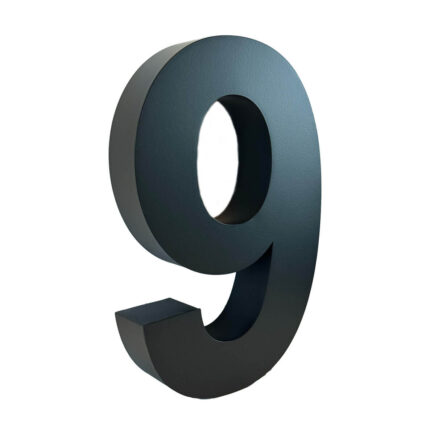 3D Husnummer sort 30 cm - med bogstaver - nummer 9